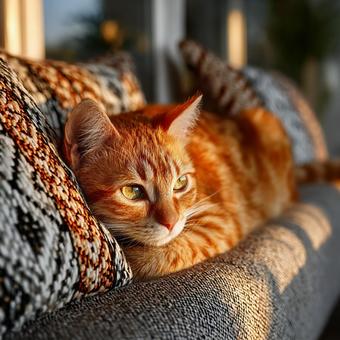 家の中でリラックスする猫 家の中でリラックスする猫の写真