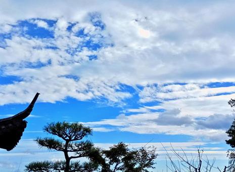天空を飛ぶ東屋 青空,天空,東屋の写真素材