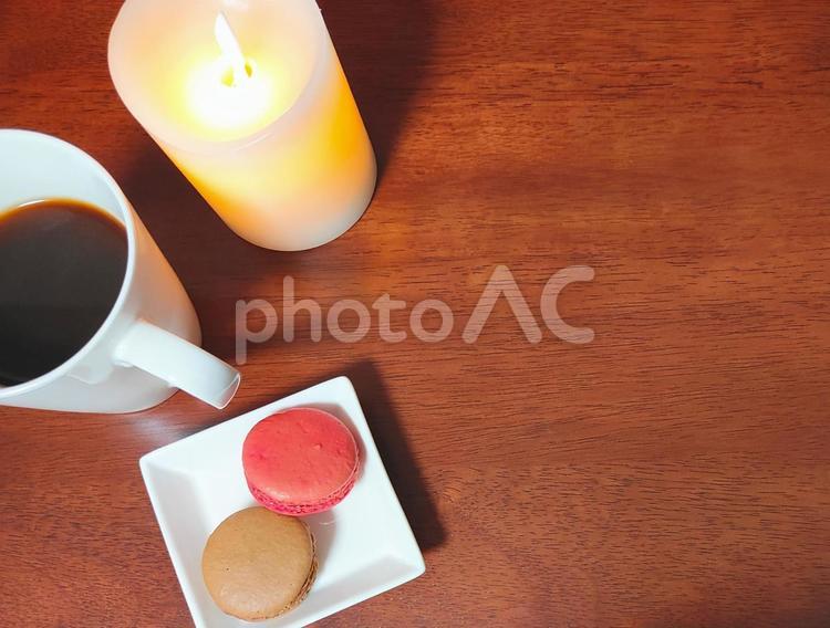 カフェイメージ/コピースペース カフェ,おうちカフェ,マカロンの写真素材