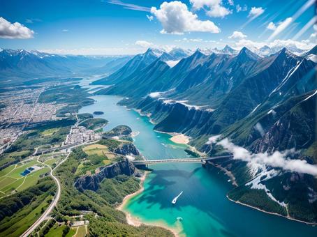 上空からの山脈 上空からの山脈の写真