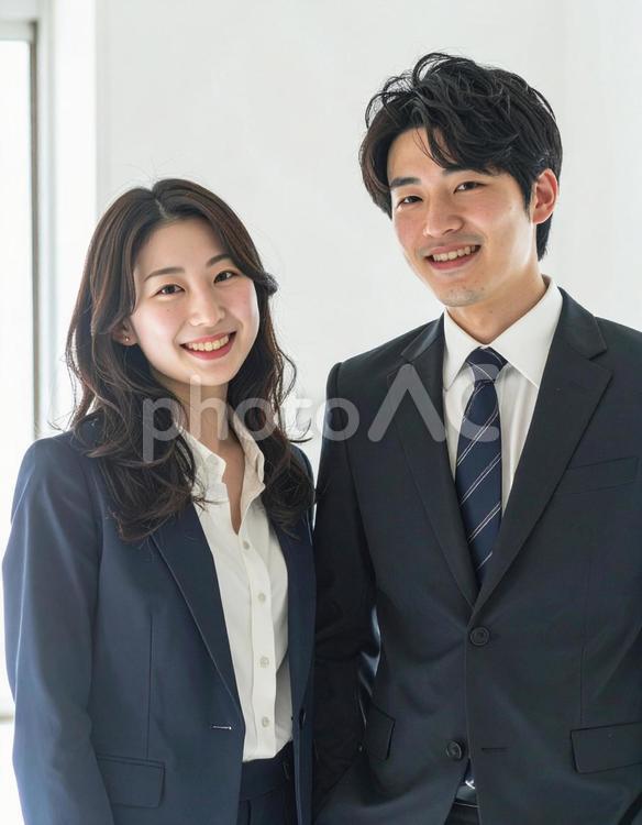 笑顔の女性と男性の会社員 会社員,女性,男性の写真素材