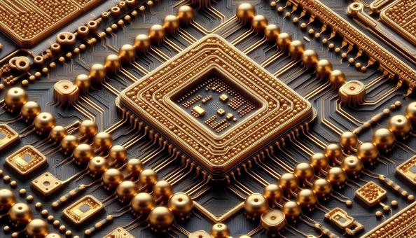 AI半導体のマイクロチップ極接写 AI半導体のマイクロチップ極接写の写真