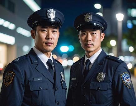 A private security guard rushed to the scene in the middle of the night., urgent, security guard, guardman, JPG