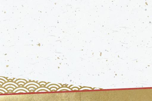 紙のテクスチャ（大礼紙金銀箔赤金青海波） 青海波,和紙,金色の写真素材