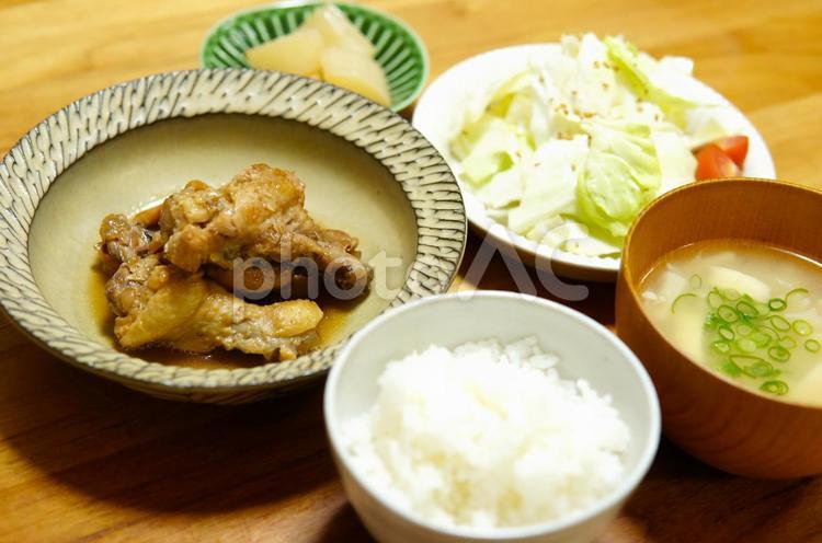 定食　6（ご飯前斜め） 夕食,栄養,バランスの写真素材