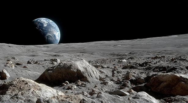 未来の探査:月面から地球を見上げる景色 未来の探査:月面から地球を見上げる景色の写真
