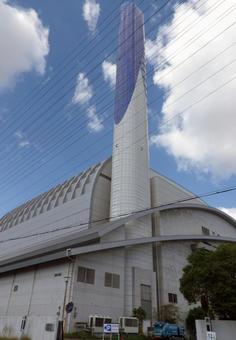 焼却場 焼却場,松原,煙突の写真素材