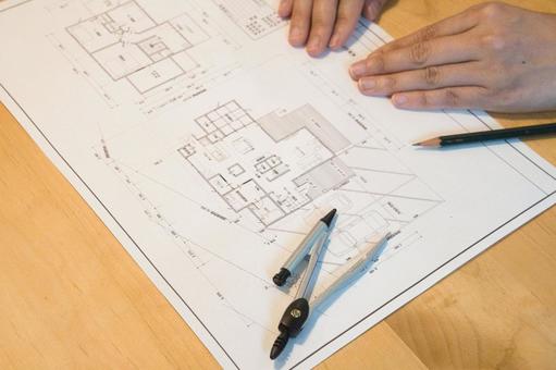 新築注文住宅の間取図を作成中 新築注文住宅の間取図を作成中 設計図,間取り図,計画の写真素材