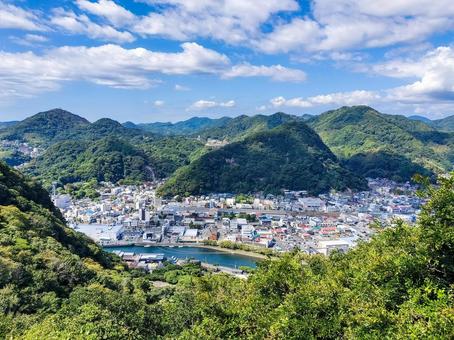 下田ロープウェイ山頂駅から町並と稲生沢川 下田ロープウェイ,山頂駅,寝姿山駅の写真素材
