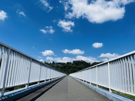 Photo, bridge, pedestrian overpass, sky, 