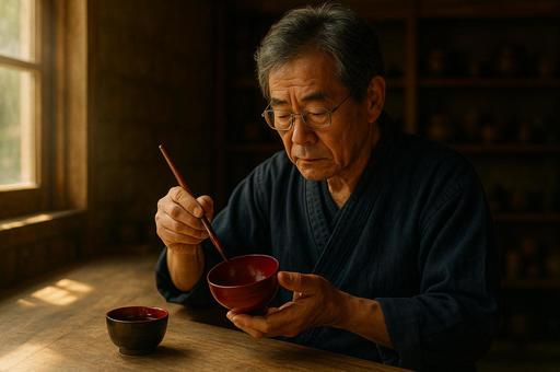 漆器を扱う熟練の職人 漆器を扱う熟練の職人の写真