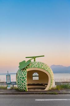 長崎県　フルーツのバス停 フルーツバス停,メロンバス停,長崎の写真素材