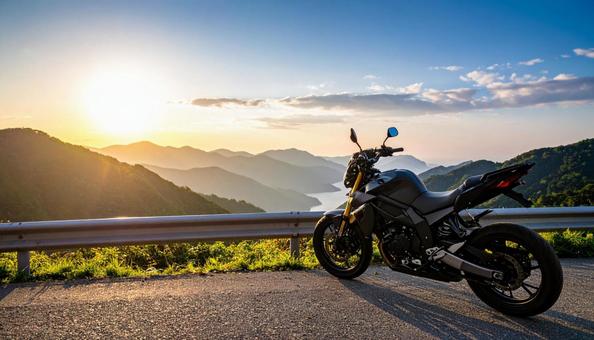 ツーリング中のバイク ツーリング中のバイクの写真