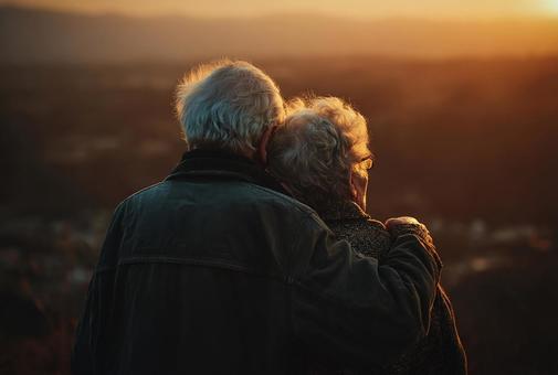 夫婦の愛と絆のシルエット 夫婦の愛と絆のシルエットの写真