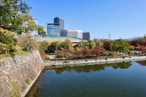 大阪城の堀と大阪城ホール 大阪城,堀,大阪城ホールの写真素材