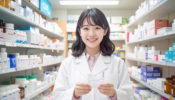 笑顔で働く薬剤師 笑顔で働く薬剤師の写真