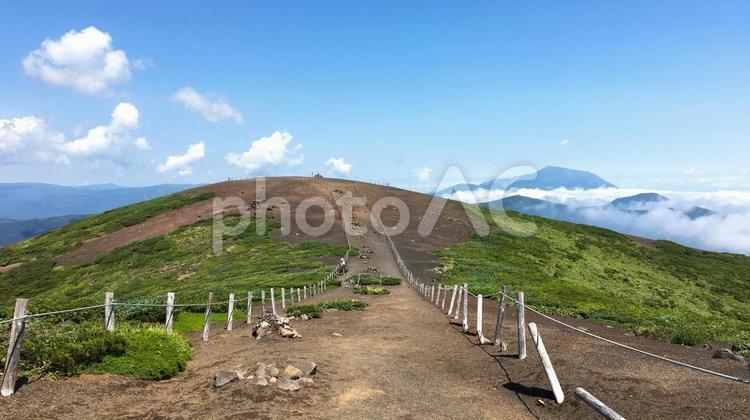 秋田駒　焼森と岩手山 秋田駒ヶ岳,焼森岳,岩手山の写真素材