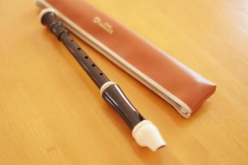 リコーダーとケース リコーダー,音楽,小学校の写真素材