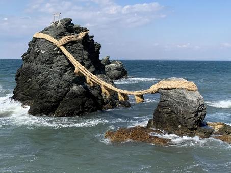 夫婦岩 夫婦岩,二見興玉神社,海の写真素材