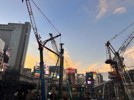 Photo, under construction, street, shibuya, 