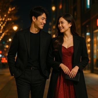 デートする男女 デートする男女の写真