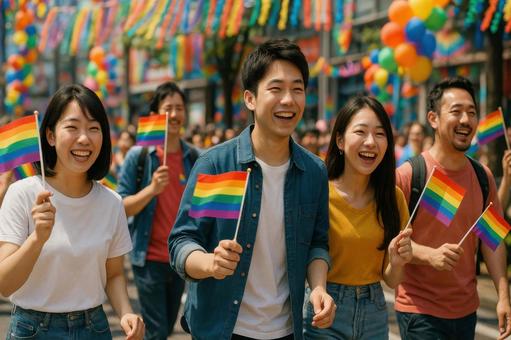 プライドイベントに参加する日本人 プライドイベントに参加する日本人の写真