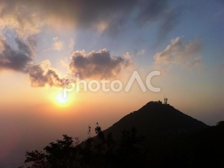 筑波山と夕焼け たそがれ,アウトドア,アートの写真素材