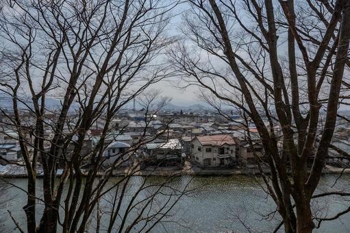 鶴ヶ城周辺の景色 鶴ヶ城周辺の景色 鶴ヶ城,鶴ヶ城市民公園,町並みの写真素材
