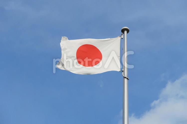 日本国旗 日の丸,日本国旗,青空の写真素材