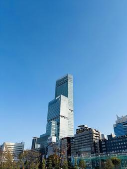 てんしばから見るあべのハルカス あべのハルカス,日本,近畿地方の写真素材