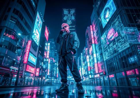 サイバーパンク都市ストリートファッション サイバーパンク都市ストリートファッションの写真