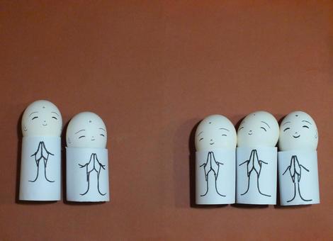 5人の地蔵様 お地蔵様,拝む,人形の写真素材