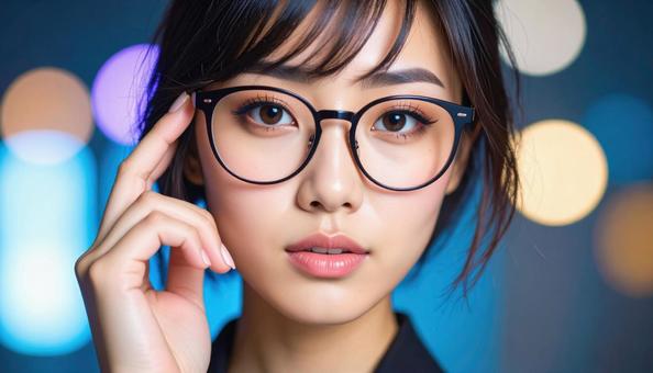 眼鏡をかけた知的で真面目そうな若い女性の写真