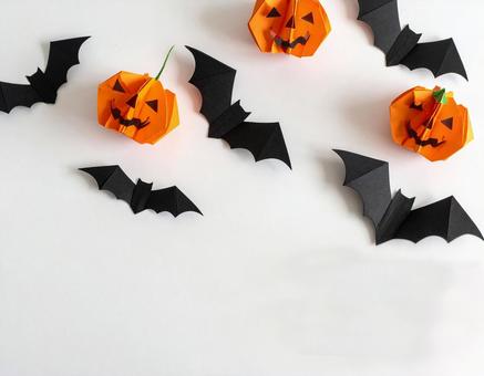 ハロウィン 折り紙 ジャックオランタン ハロウィン 折り紙 ジャックオランタン ジャック・オ・ランタン,笑顔,カボチャの写真素材