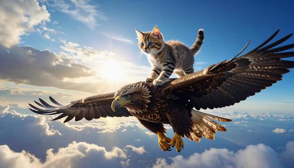 鷲に乗る猫 鷲に乗る猫の写真