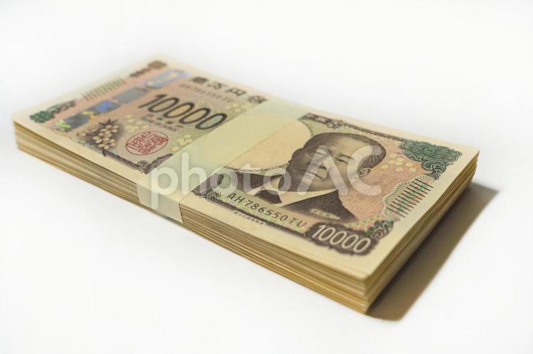 １００万円帯封（１万円札束） １万円札,札束,お金の写真素材