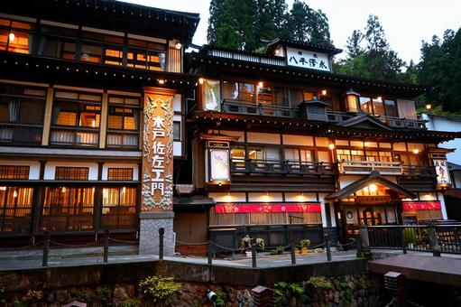 銀山温泉８ 銀山温泉,温泉街,尾花沢市の写真素材