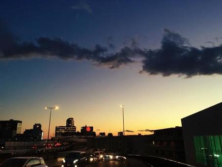 夕暮れ（国道246号線から二子玉川）の写真