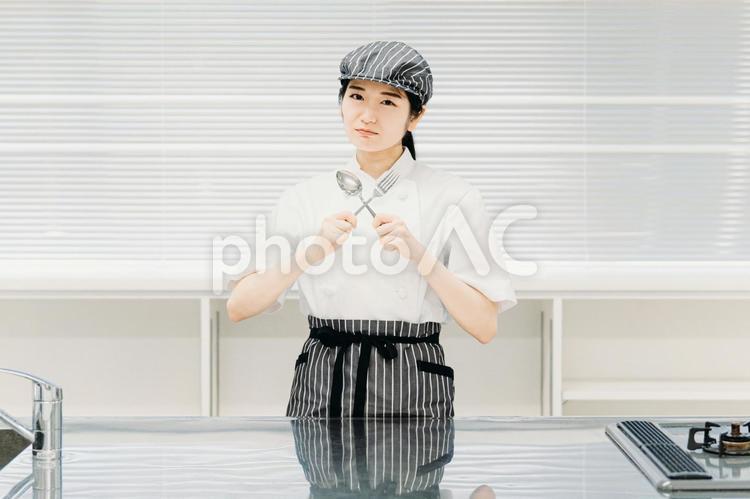 調理師・製菓衛生師・パティシエ（困る） 調理師,カフェ,困るの写真素材