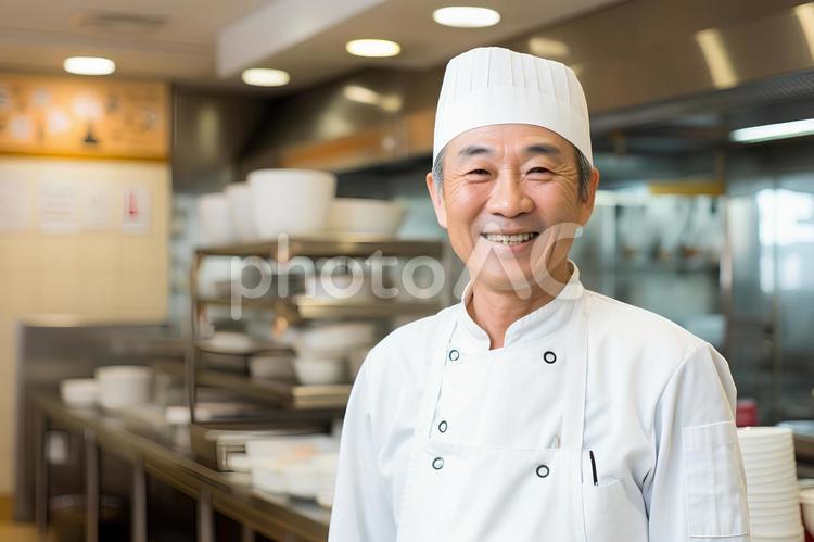 働く男性(キッチンスタッフ)２ エプロン,かわいい,制服の写真素材