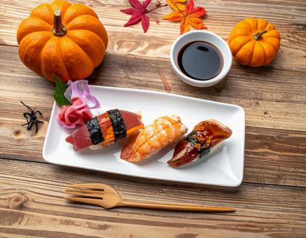 ハロウィンの料理 ハロウィン手まり寿司 ハロウィンの料理 ハロウィン手まり寿司の写真