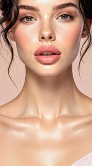 女性の唇のアップ デコルテライン 女性の唇のアップ デコルテラインの写真