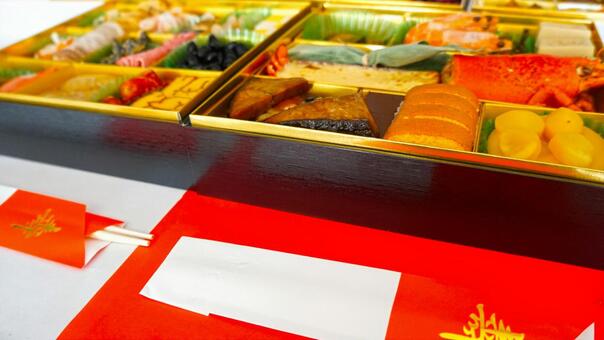 正月の華やかなおせち料理の重箱詰め合わせ おせち料理,正月,料理の写真素材