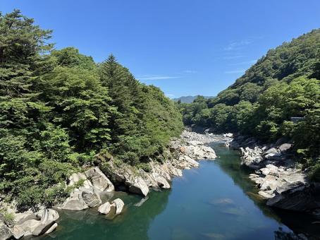 上高地　自然　川　河川　晴天 上高地,晴天,景色の写真素材