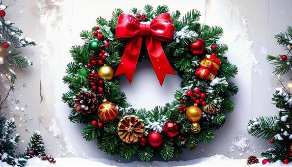 クリスマス リース 玄関飾り 白背景 クリスマス リース 玄関飾り 白背景の写真