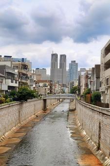 神田川 新宿副都心 東京都庁風景 神田川 新宿副都心 東京都庁風景 神田川,新宿,河川の写真素材