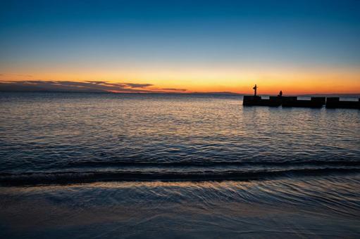 生地海岸の夕日生地 生地海岸,海,夕焼けの写真素材