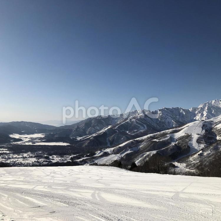スキー場　ゲレンデ風景 スキー場,岩岳スノーフィールド,ゲレンデの写真素材