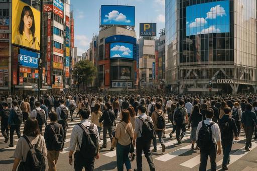 渋谷スクランブル交差点の雑踏 渋谷スクランブル交差点の雑踏の写真