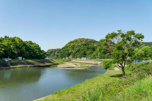 浜松市 井伊谷川のほとり  （静岡） 日本の風景,静岡県,浜松市の写真素材